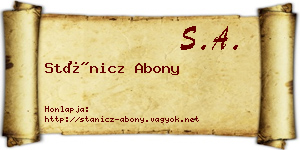 Stánicz Abony névjegykártya